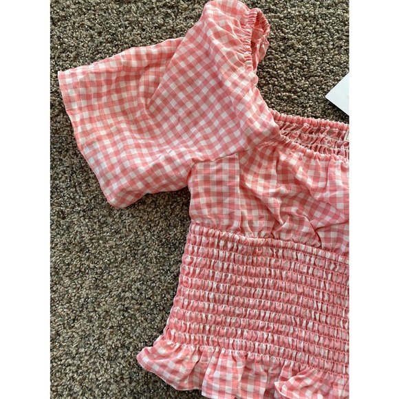 BCBGeneration Gingham Smocked Cropped Top - Size Large - Picture 3 of 5